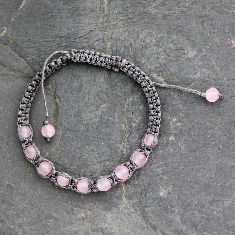 Premium Diamond Jewelry For Unforgettable Moments Rose Quartz Adjustable Beaded Bracelet