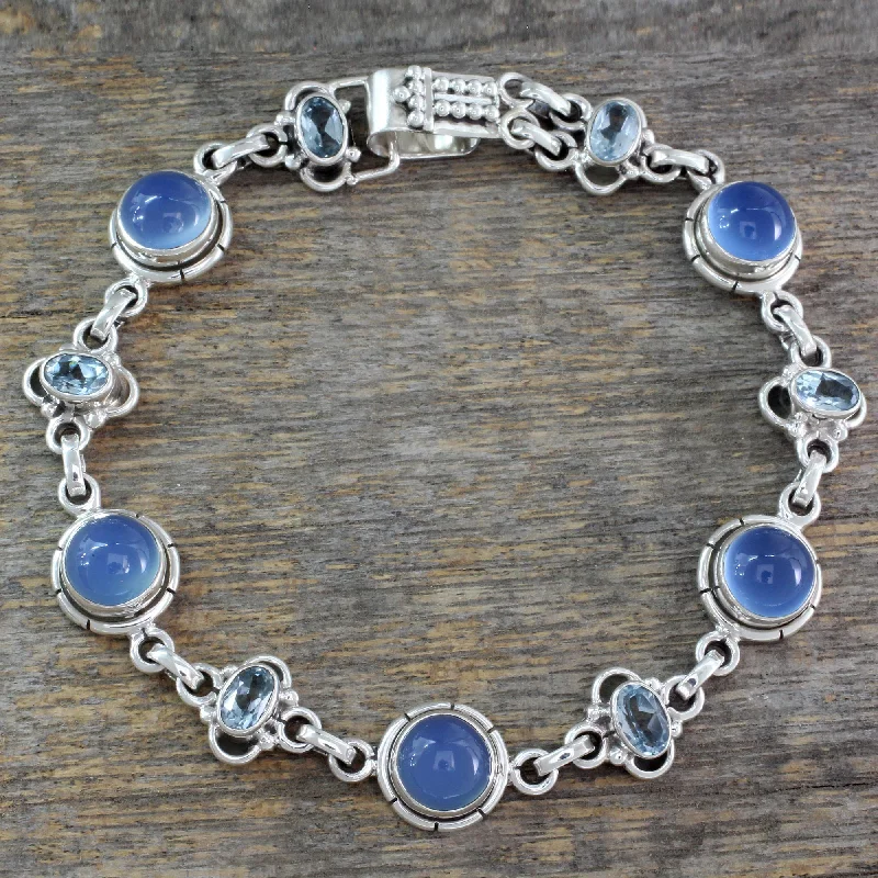 Affordable Glamour – Premium Jewelry At Special Prices Serene Azure Multi-Gem Silver Link Bracelet