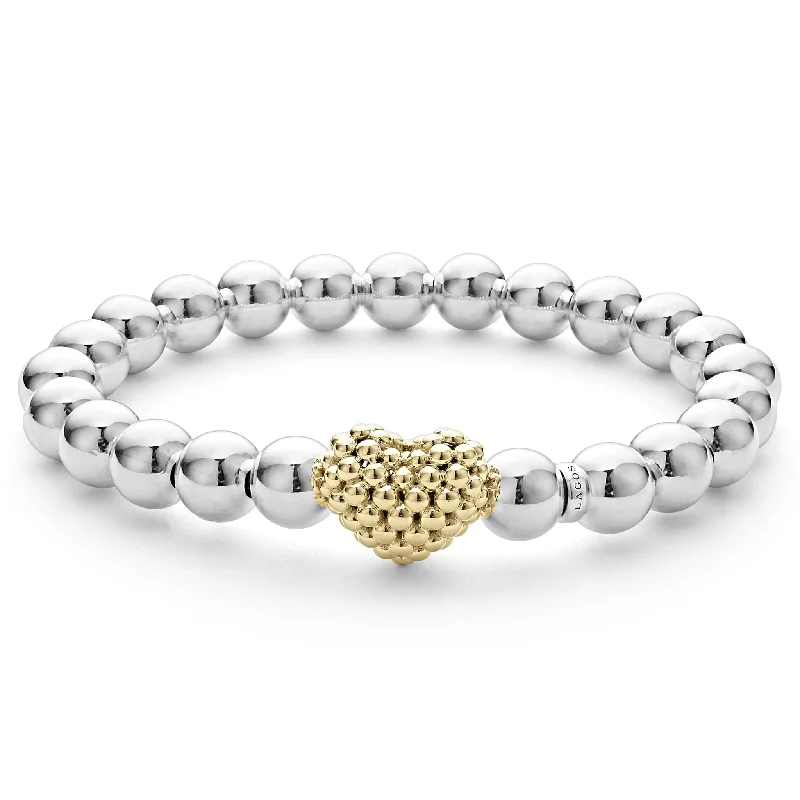 Buy More, Save More On Stunning Jewelry Pieces Stretch Gold Heart Bead Bracelet (Size M)
