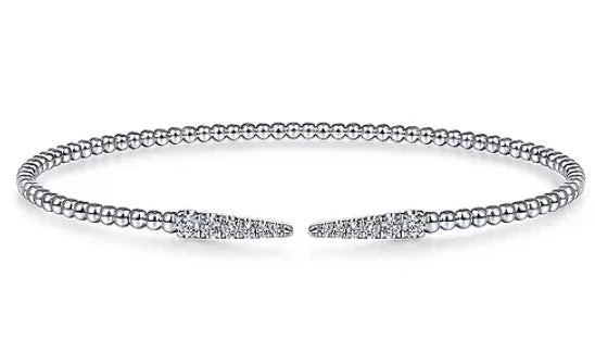 Waterproof Stainless Steel Jewelry For Lasting Beauty 14K White Gold Bujukan Diamond Spikes Split Bangle