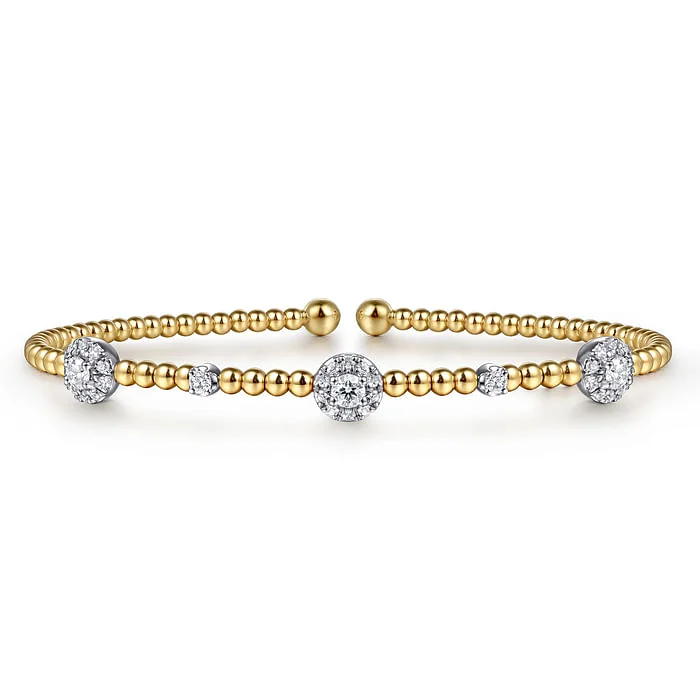 Elevate Your Jewelry Collection With Limited-Time Savings 14K White-Yellow Gold Bujukan Diamond Cluster Stations Bangle