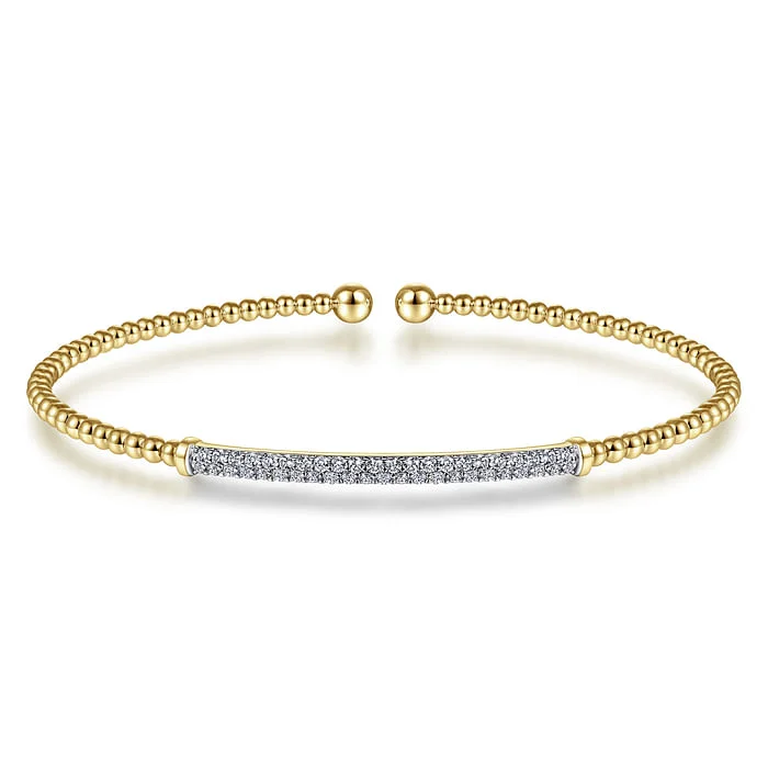 Premium Jewelry At Special Low Prices For A Limited Time 14K Yellow Gold Bujukan Diamond Bar Split Bangle