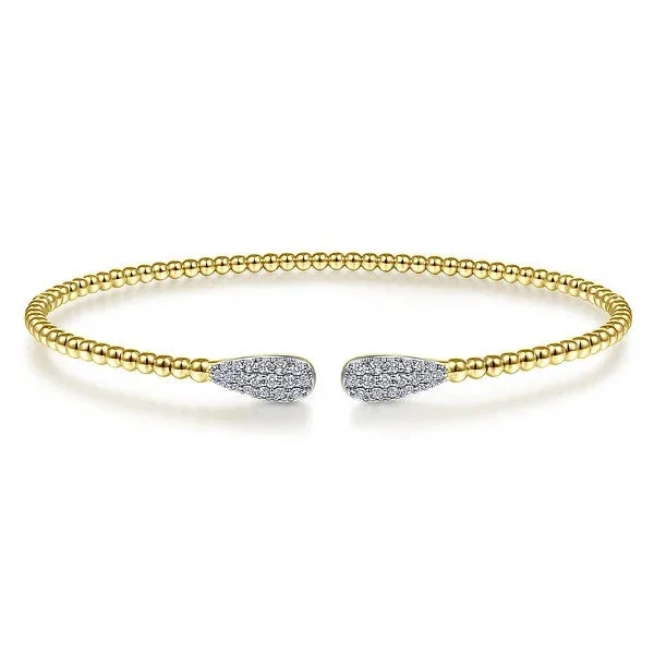 Bohemian-Inspired Jewelry For Free-Spirited Fashion 14K Yellow Gold Bujukan Diamond Teardrops Bangle