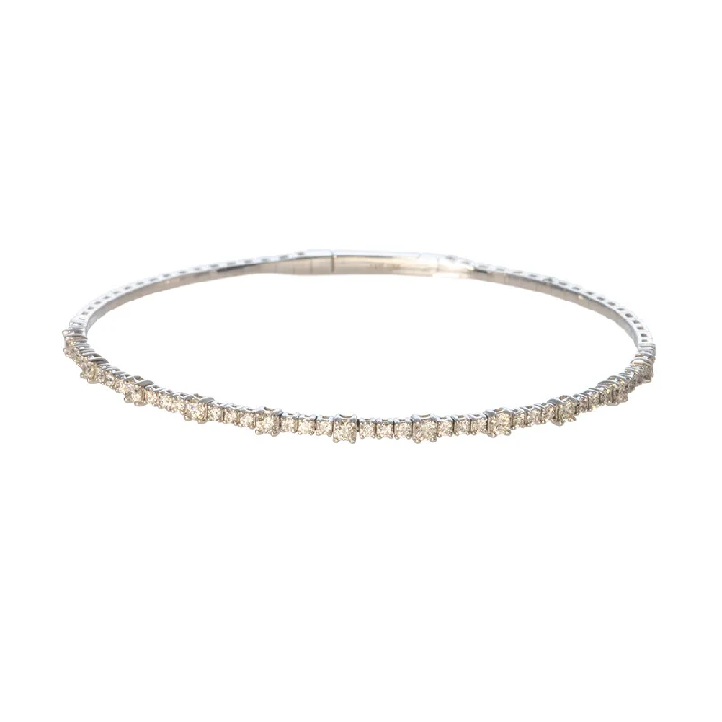 Affordable Luxury Jewelry For Every Occasion 1ct Diamond 14K White Gold Flexible Bangle