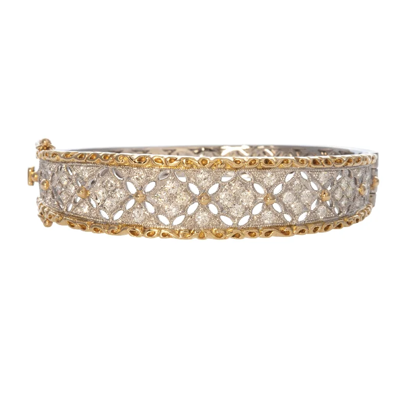 Special Jewelry Deals – Upgrade Your Collection Diamond Filigree Two Tone 14K Gold Bangle