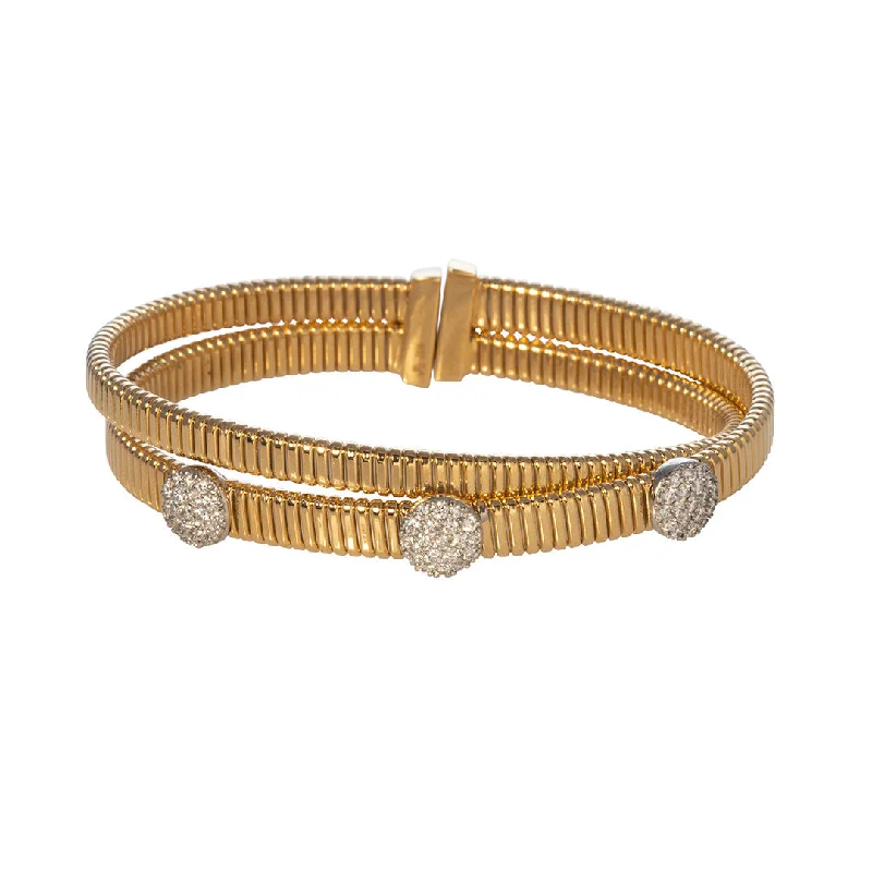 Elegant Jewelry, Exclusive Prices – Shop Now Diamond Pavé Station 18K Gold Crossover Flex Cuff Bangle