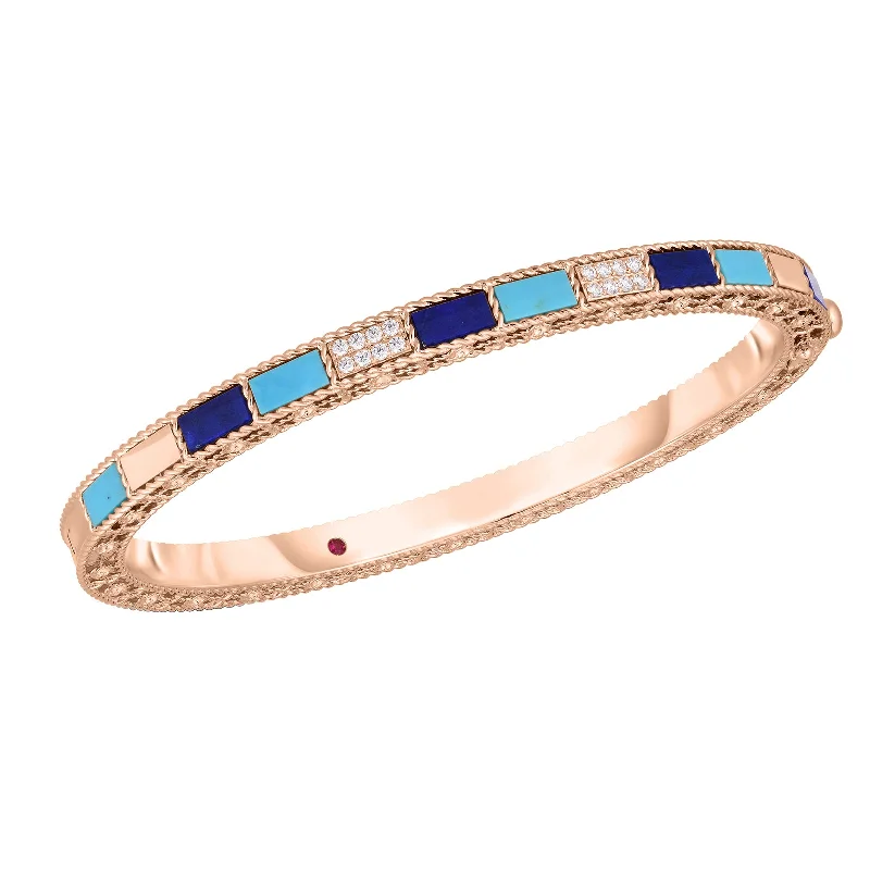 Shop Trending Jewelry With Exclusive Savings Art Deco Bangle in Lapis, Turquoise, & Diamond