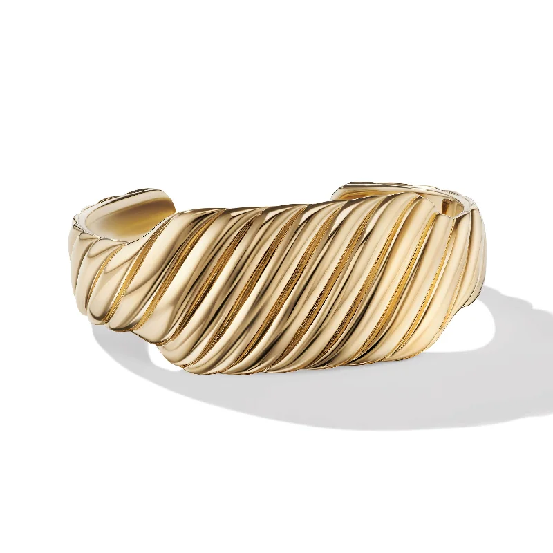Exclusive Jewelry Bundles At Discounted Rates Sculpted Cable Contour Cuff Bracelet in 18K Yellow Gold