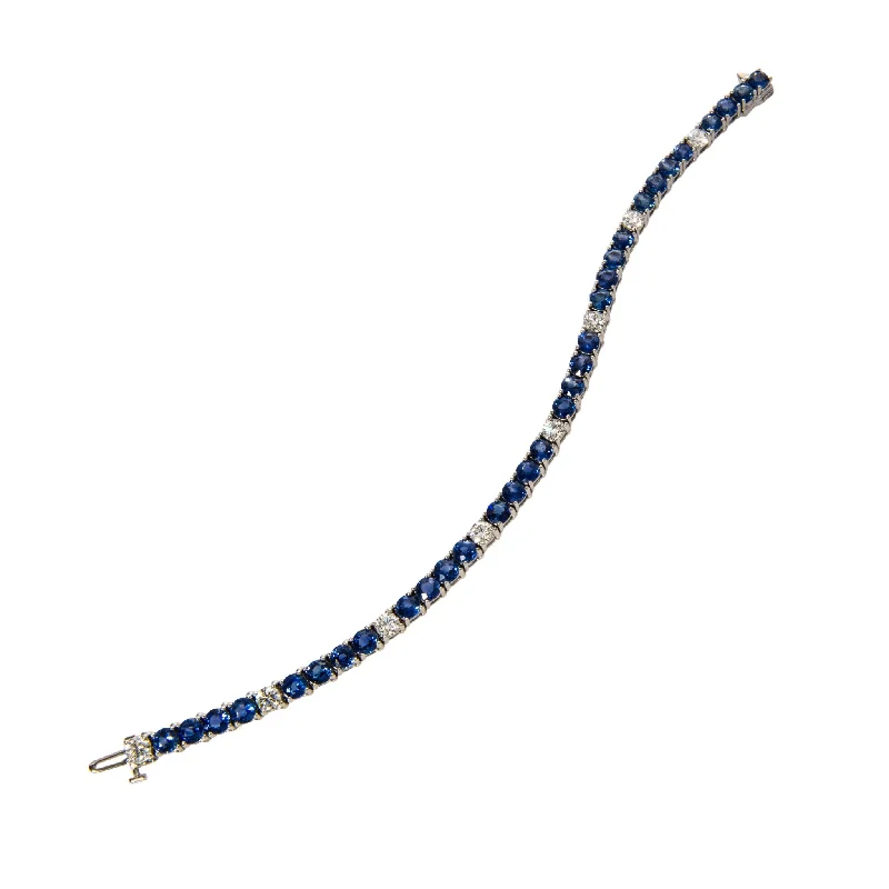 Limited Stock On Premium Jewelry At Low Prices Blue Sapphire & Diamond 18K White Gold Tennis Bracelet