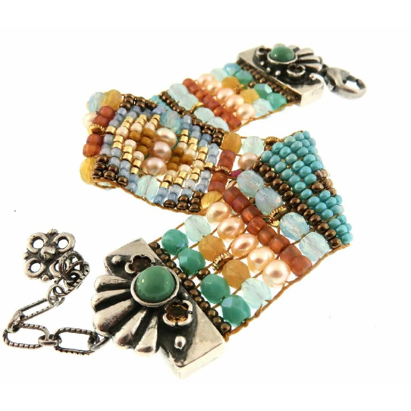 Seasonal Jewelry Deals – Elevate Your Style Chili Rose "Blue Love  with  Turquoise Flower Tip Bracelet