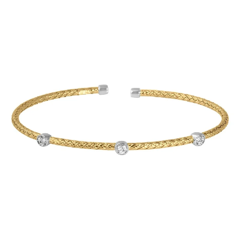 Exclusive Jewelry Offers – Shine For Less CZ Gold Plated Silver 2mm Mesh Cuff Bangle