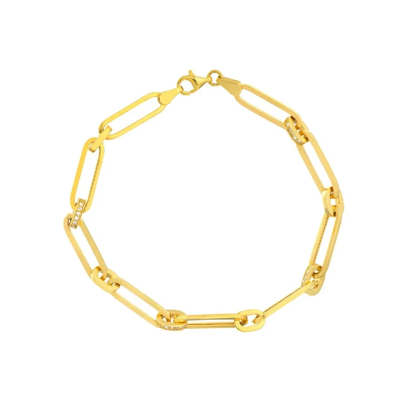 Huge Markdowns On Premium Jewelry Styles Diamond Accent 14K Yellow Gold Paperclip Chain Bracelet