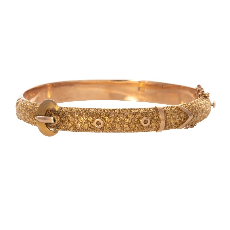 Accessorize For Less – Luxury Jewelry At Affordable Prices Edwardian Engraved 9K Gold Buckle Bangle