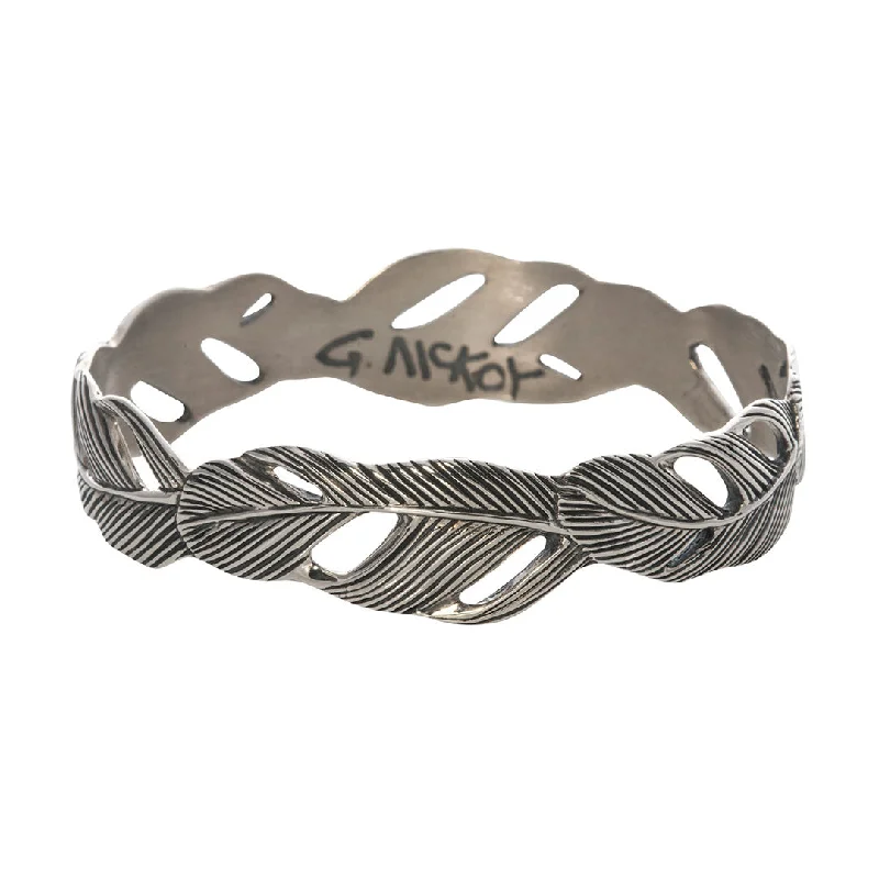 Dazzle With Discounts – Shop Jewelry On Sale Grainger McKoy Sterling Silver Wide Feather Bangle