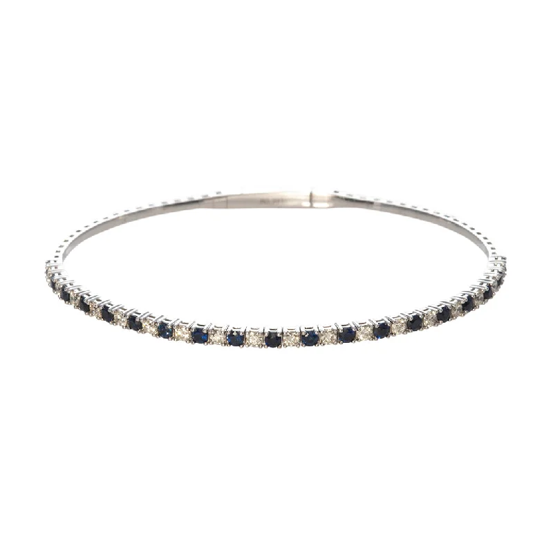 Discounted Jewelry For A Glamorous Look Sapphire & Diamond 14K White Gold Flexible Bangle