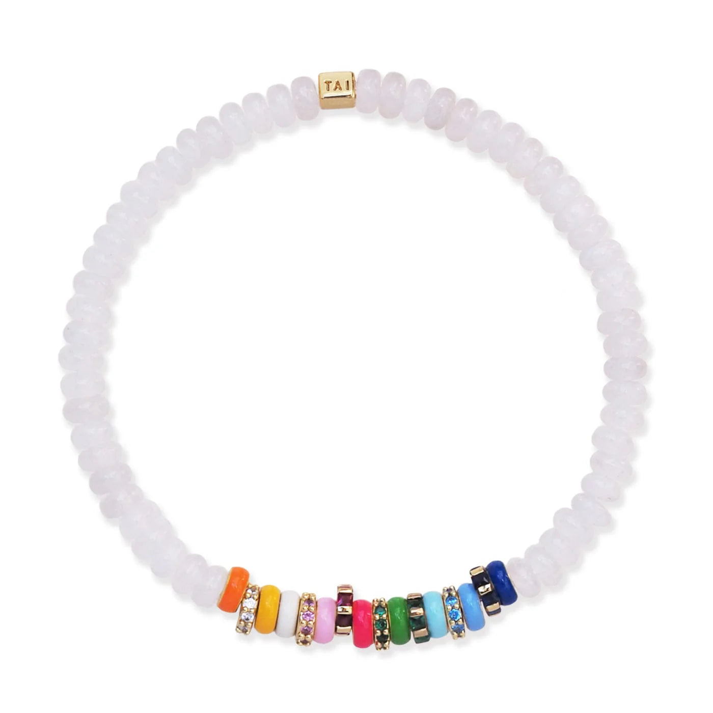 Discounted Jewelry For A Glamorous Look TAI Semi-Precious Stretch Bracelet with Colored and CZ Rondelles