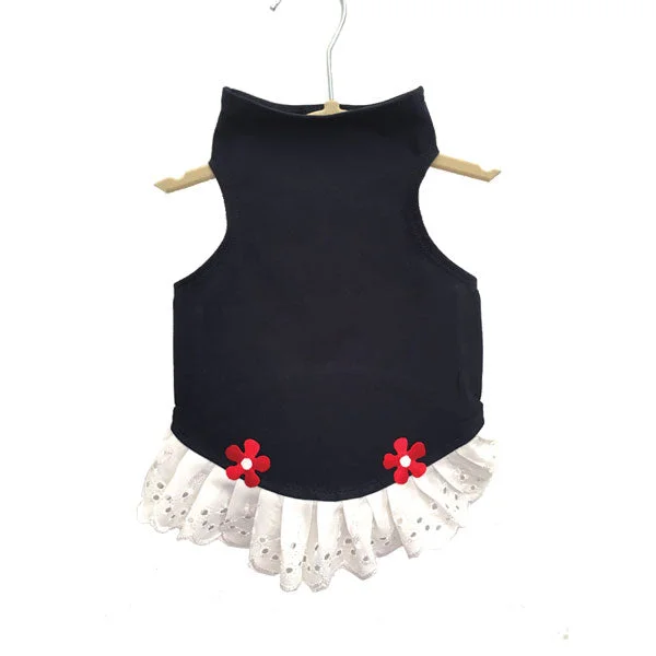 430 Daisy & Lucy Navy Jersey Top with Eyelet Trim and Flower Detail Soft Jersey Shirt