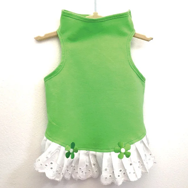 431 Lime Jersey Top with Eyelet Trim and Flower Detail Business Jersey Tee