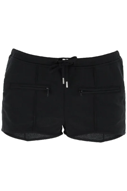 "jersey Interlock Mini Shorts  - Black Burgundy Jersey Tee