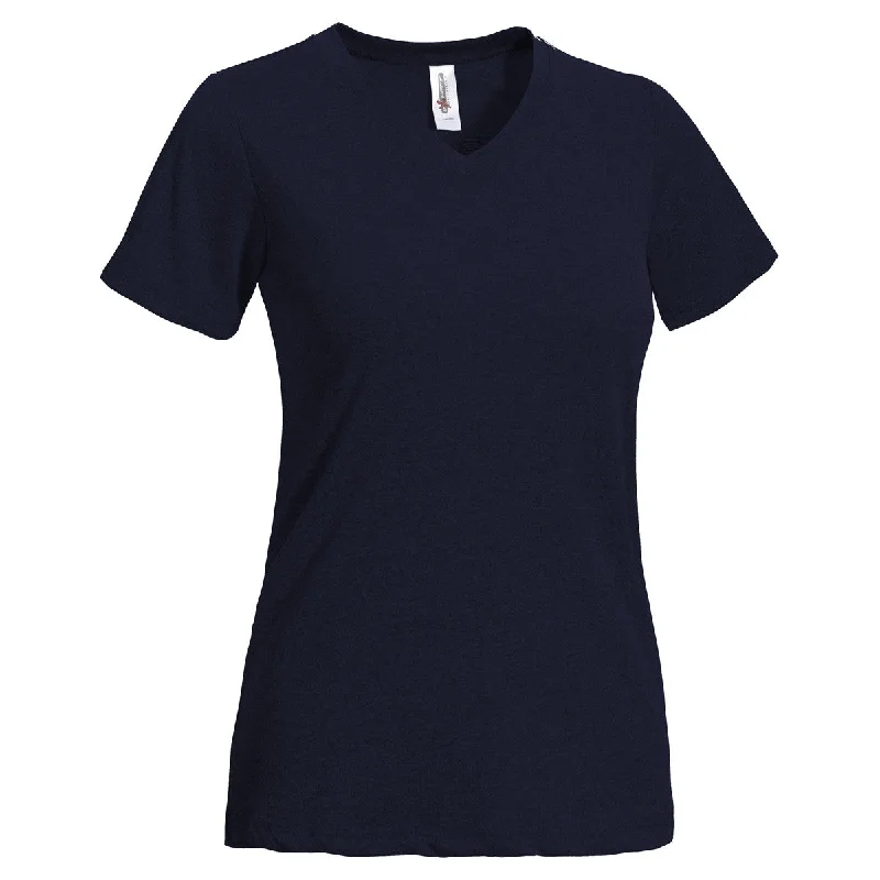 Expert Women's Navy Short Sleeve Natural Feel Jersey V-Neck Lavender Jersey Tee