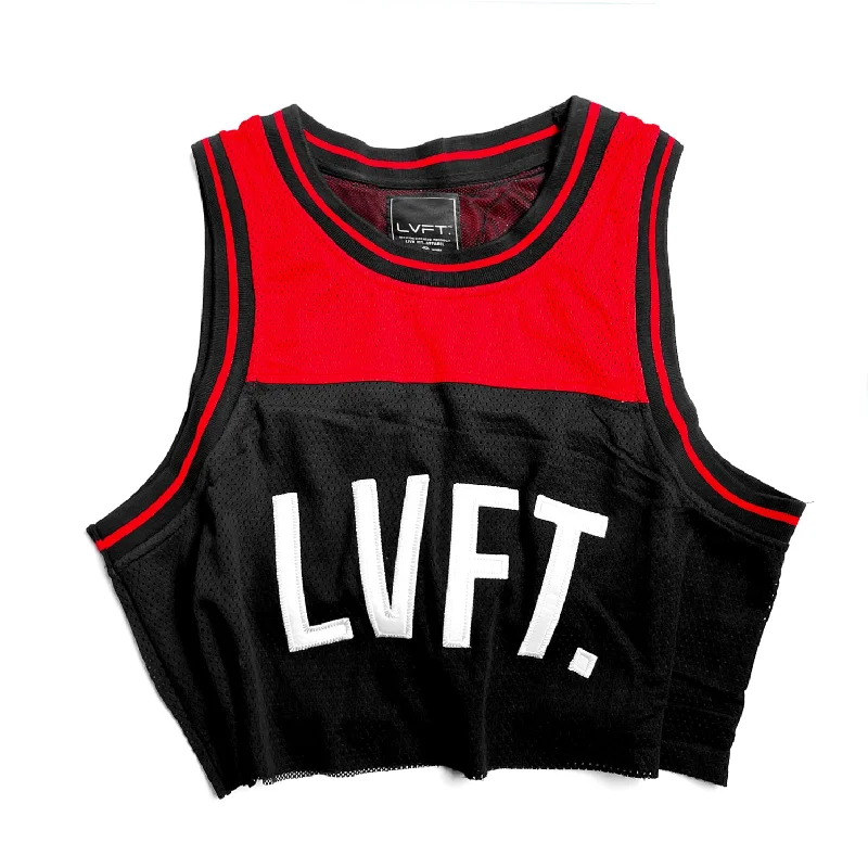 Baseline Crop Jersey - Black / Red Vintage Jersey Tee