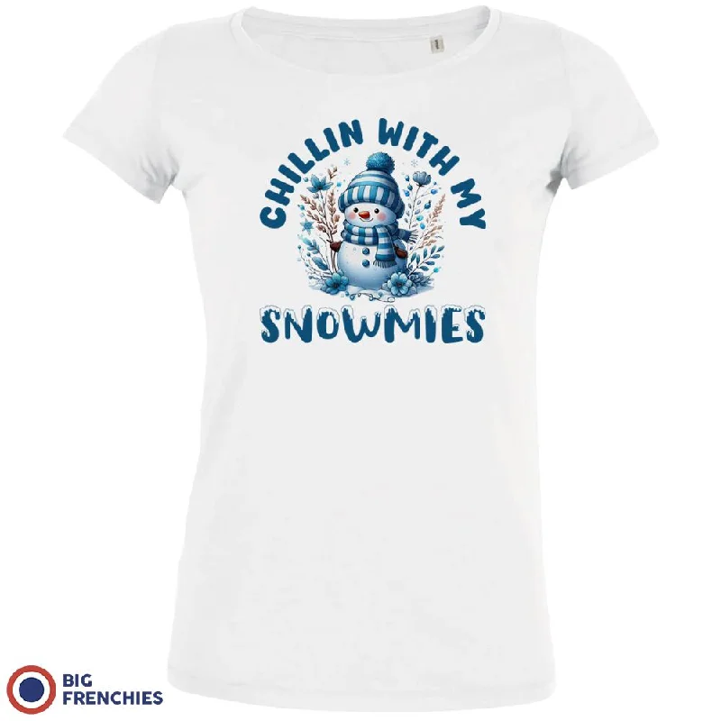 Chilling With My Snowmies Christmas Women's Organic Cotton Tee Thin T-Shirt Open Front Quick Dry