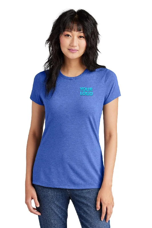 District Made Ladies Perfect Tri Crew Tee's, Royal Frost Layered Multi-layer Single Layer