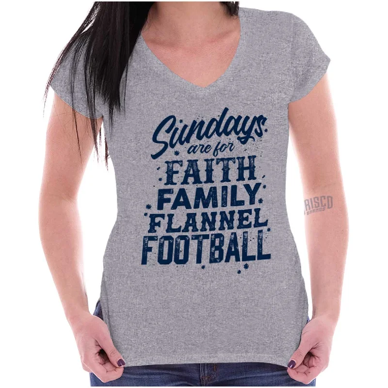 Faith Family Football Junior Fit V-Neck T Shirt Fitted T-Shirt Seamless Stretchy