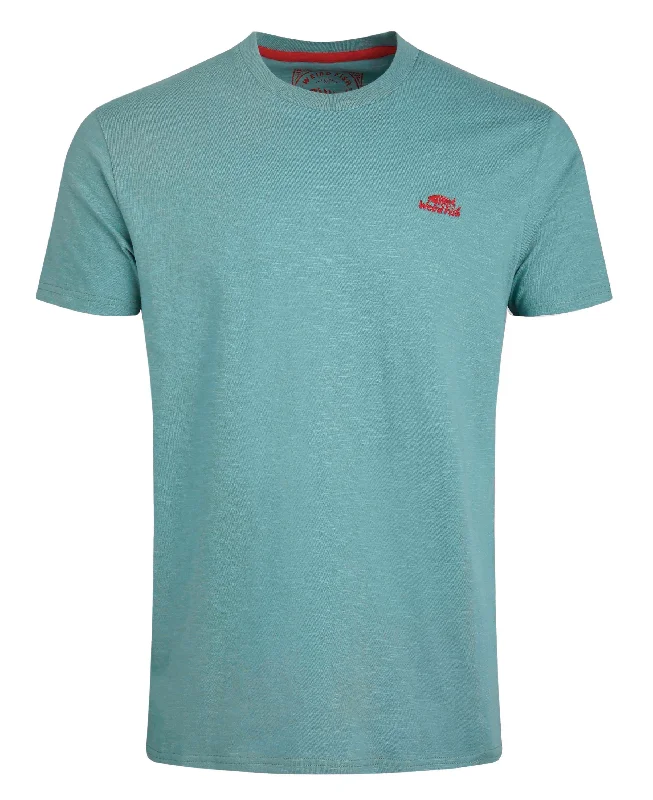 Fished Organic Branded Tee - Mineral Blue Collared T-Shirt Boat Neck A-Line