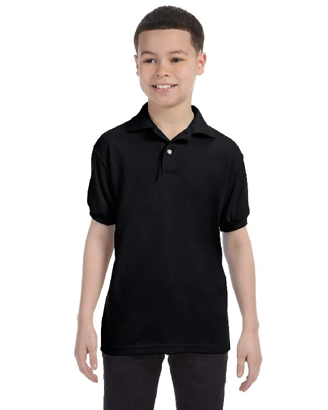 Hanes Youth Jersey Knit Polo Shirt | Black Floral Jersey Blouse