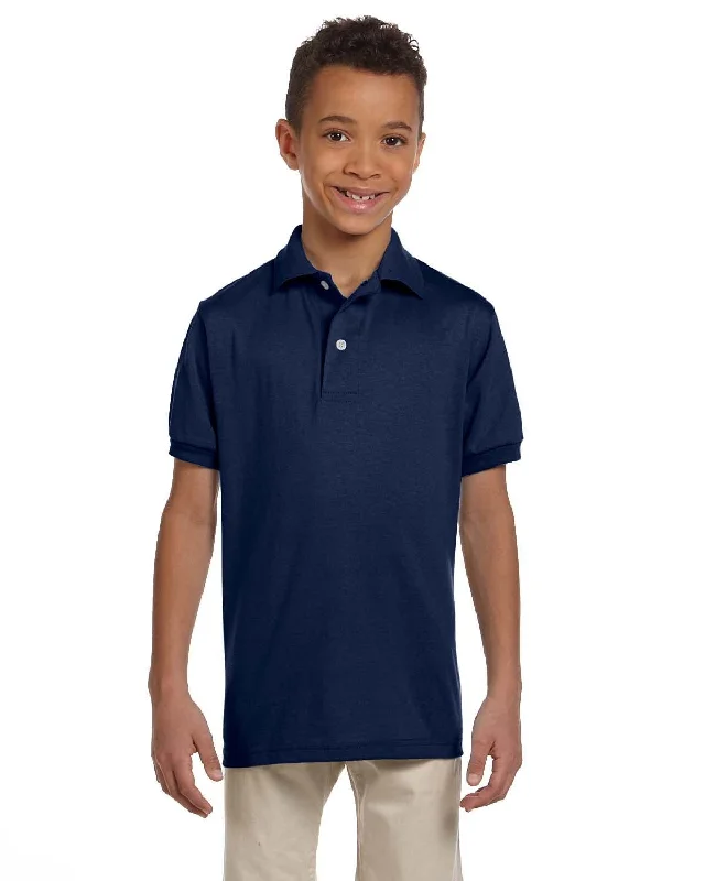 Jerzees Youth 50/50 Jersey Knit Polo Shirt | J Navy Polo Neck Jersey Top