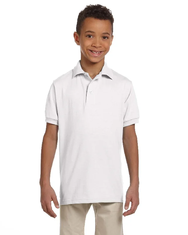 Jerzees Youth 50/50 Jersey Knit Polo Shirt | White Pastel Jersey Tee