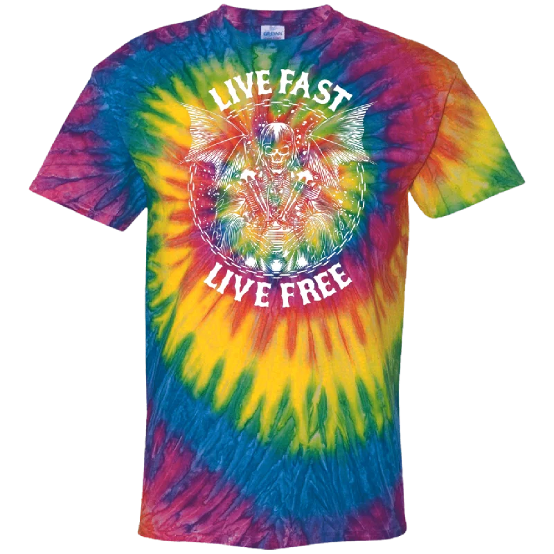 Live Fast Live Free Tie Dye T-Shirt Rayon Velvet Corduroy