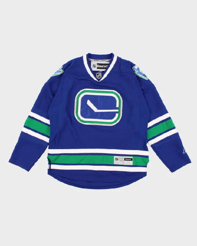 Mens Blue NHL x Canucks Reebok Sports Jersey - M Lightweight Jersey Top