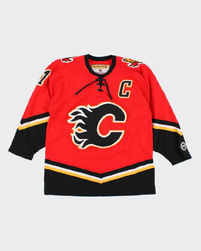 Mens Red NHL x Calgary Flames Sports Jersey - M Round Neck Jersey Tee