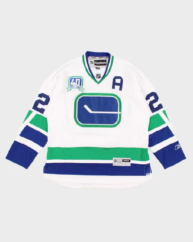 Mens White NHL x Canucks Reebok Sports Jersey - L Summer Jersey Tee