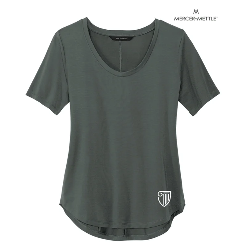 NEW STRAYER MERCER+METTLE™ Women’s Stretch Jersey Relaxed Scoop - Anchor Grey Dark Color Jersey Shirt