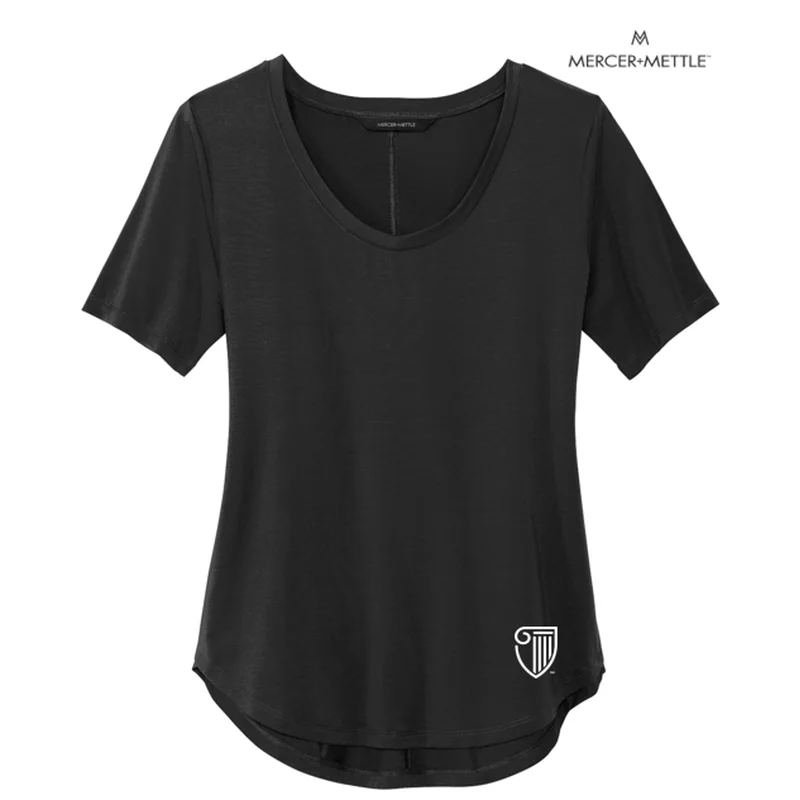 NEW STRAYER MERCER+METTLE™ Women’s Stretch Jersey Relaxed Scoop - Deep Black Royal Blue Jersey Shirt