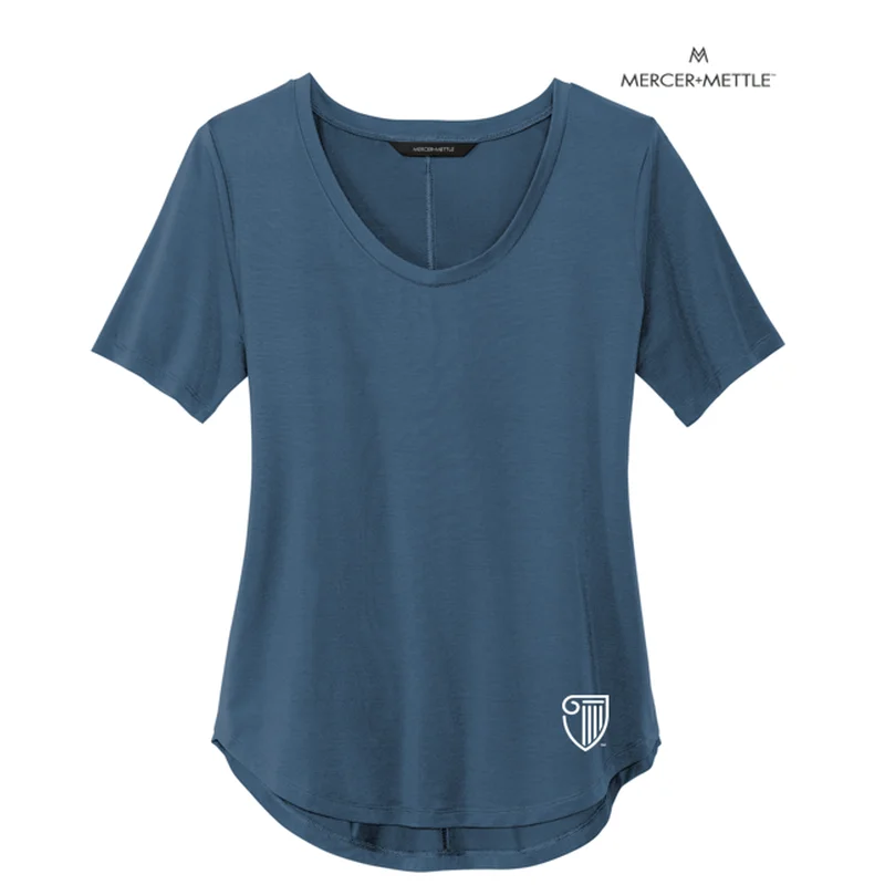 NEW STRAYER MERCER+METTLE™ Women’s Stretch Jersey Relaxed Scoop - Insignia Blue Ruby Red Jersey Shirt