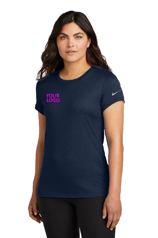 Nike Ladies Swoosh Sleeve rLegend Customized Tee's, College Navy Terry Blend Velvet Blend Canvas Blend