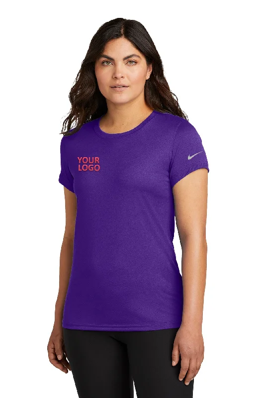 Nike Ladies Swoosh Sleeve rLegend Customized Tee's, Court Purple Boxy Fit Fitted Loose