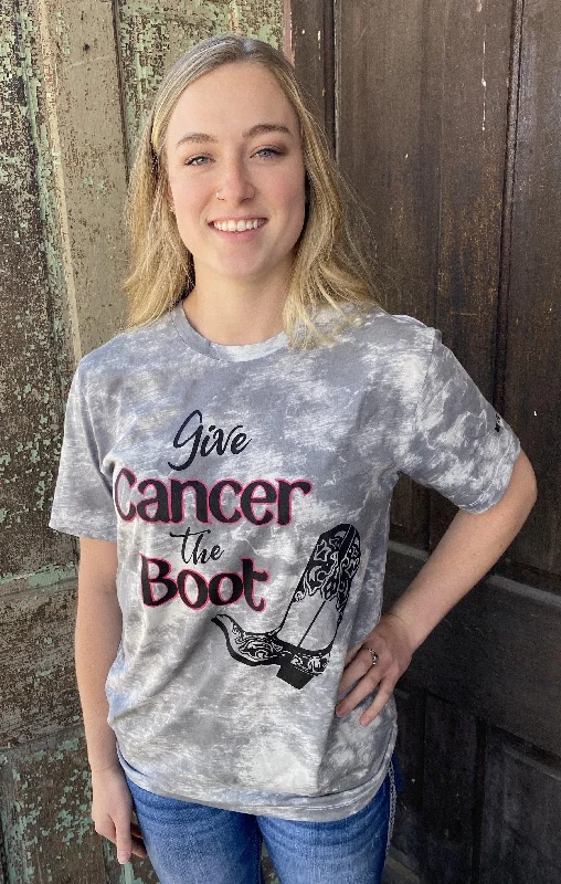 Painted Cowgirl's "Give Cancer the Boot" Unisex Tee T-Shirt PCBC Rayon Fabric Velvet Fabric Corduroy Fabric