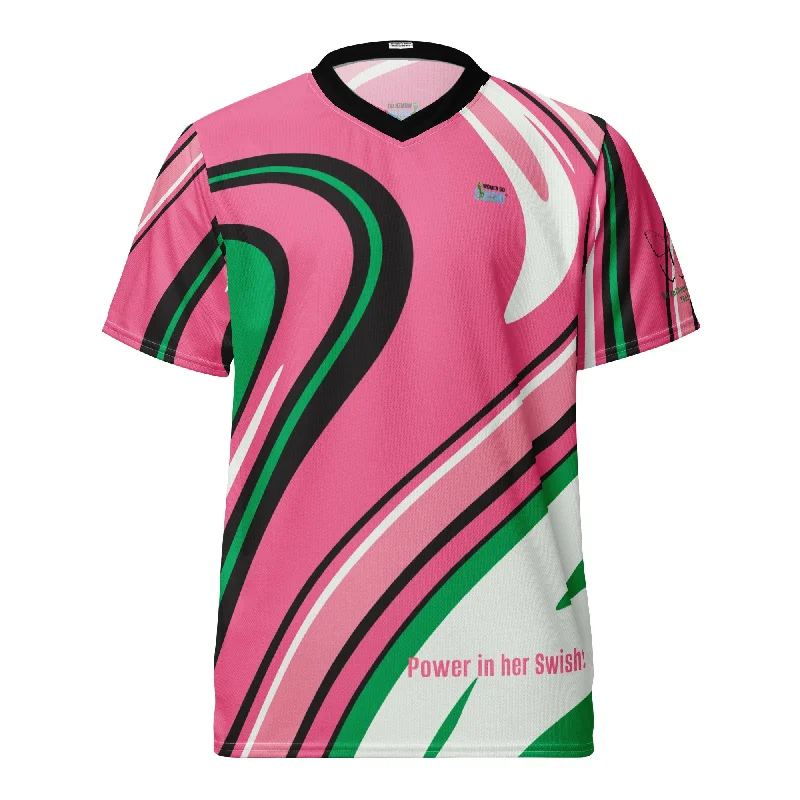 Pink Black and Green Athletic Jersey Bronze Jersey Tee