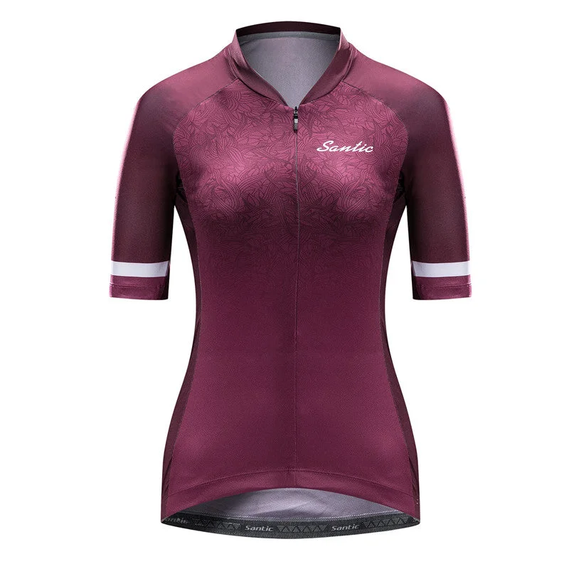 Santic Andrea Pink Women Cycling Jersey Short Sleeve Boat Neck Jersey Shirt