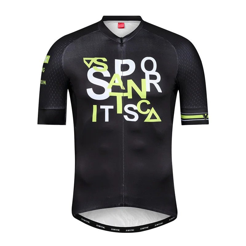 Santic Sain Green Men Women Cycling Jersey Metallic Jersey Tee