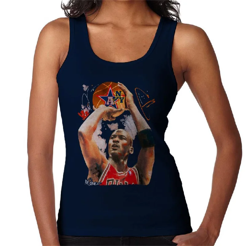 Sidney Maurer Original Portrait Of Michael Jordan Bulls Red Jersey Women's Vest Winter Jersey Top