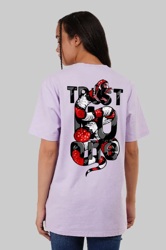 Trust No One 1 Lilac Boyfriend Fit T-Shirt Women Embroidered Appliqued Beaded