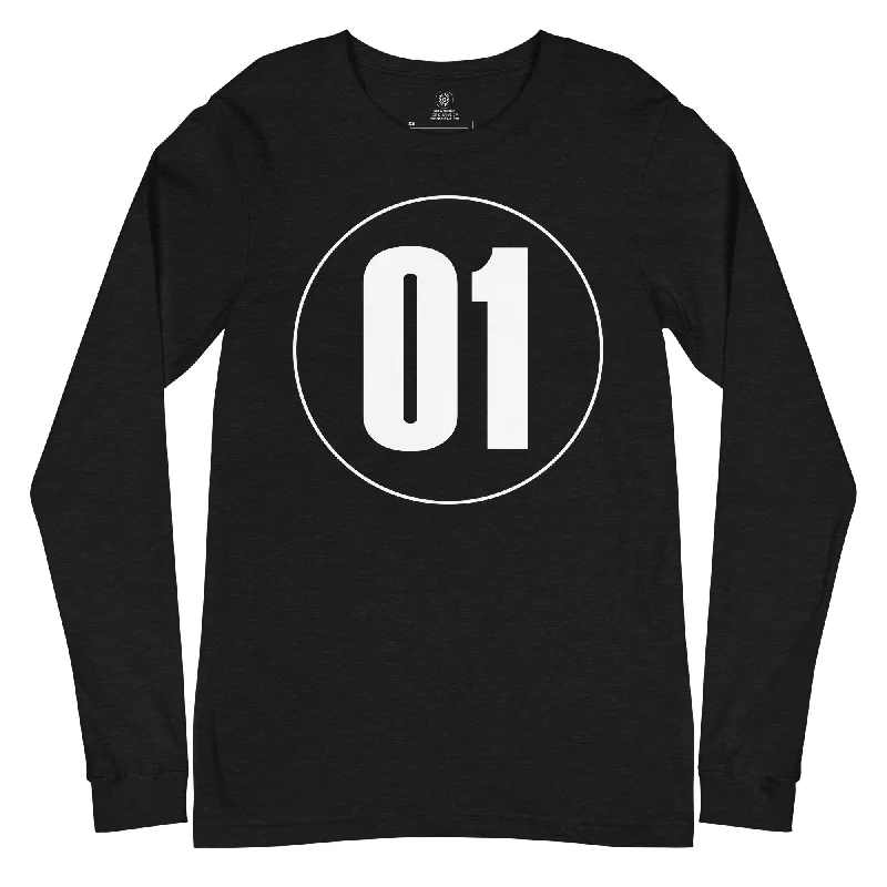 Unisex Long Sleeve Tee: White on Black 01 Cozy Warm Stylish