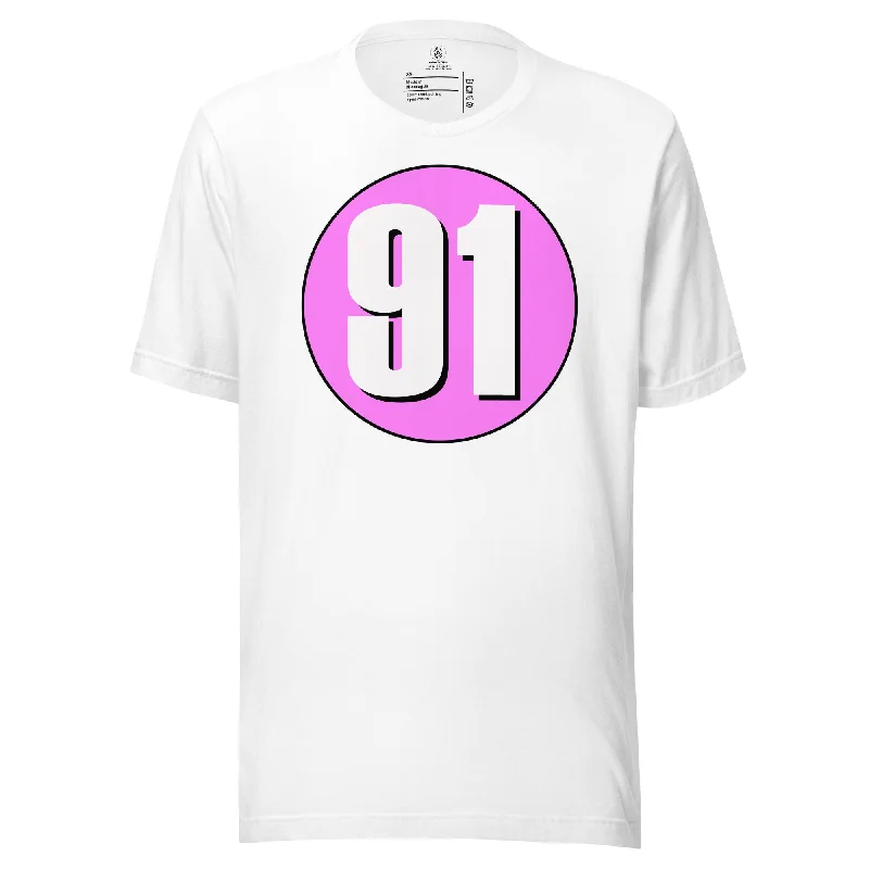 Unisex t-shirt: White on Pink 91 Mesh Blend Leather Blend Suede Blend