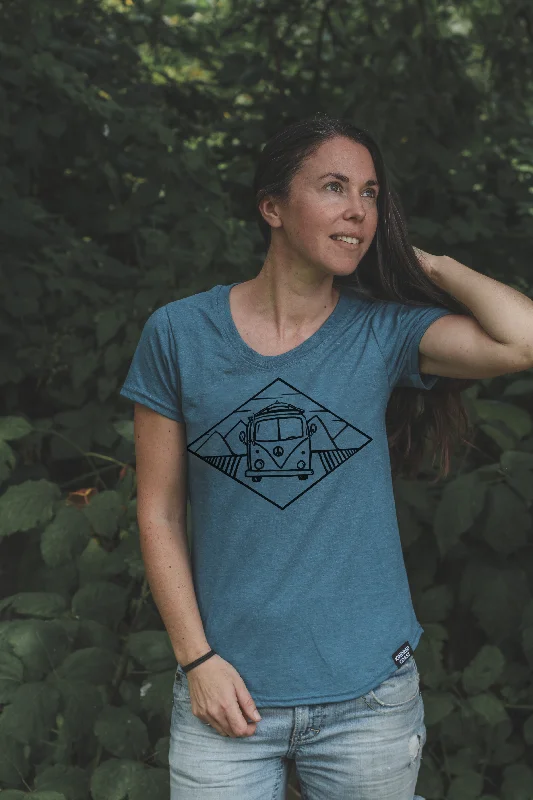 VAN LIFE - Women's Eco Tee - Heather Teal - SALE Anti-Pilling Machine Wash Handmade